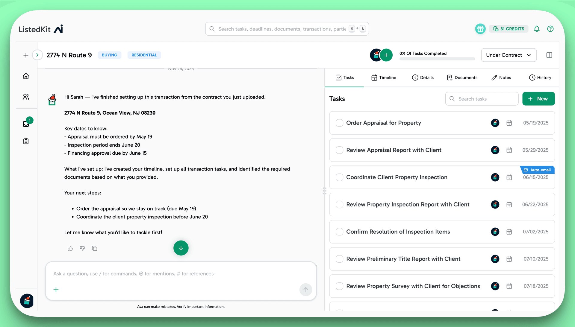 ListedKit Transaction View